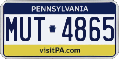 PA license plate MUT4865