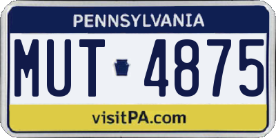 PA license plate MUT4875