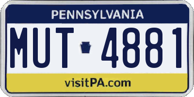 PA license plate MUT4881