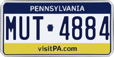 PA license plate MUT4884
