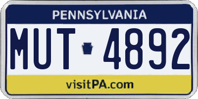 PA license plate MUT4892