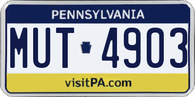 PA license plate MUT4903