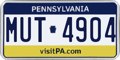 PA license plate MUT4904
