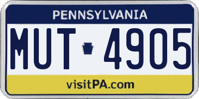 PA license plate MUT4905