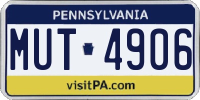 PA license plate MUT4906