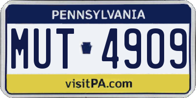 PA license plate MUT4909
