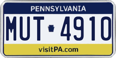 PA license plate MUT4910