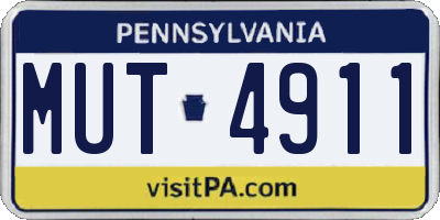 PA license plate MUT4911
