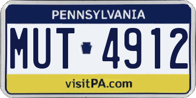 PA license plate MUT4912