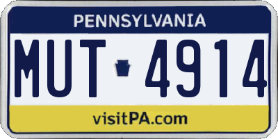 PA license plate MUT4914