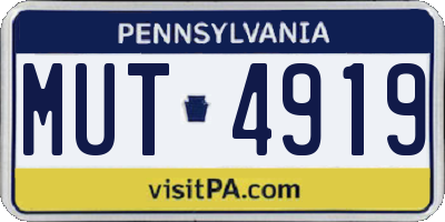 PA license plate MUT4919