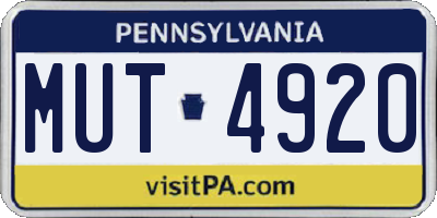 PA license plate MUT4920