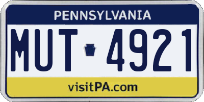 PA license plate MUT4921