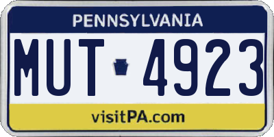 PA license plate MUT4923
