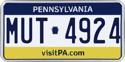 PA license plate MUT4924