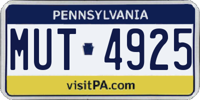 PA license plate MUT4925