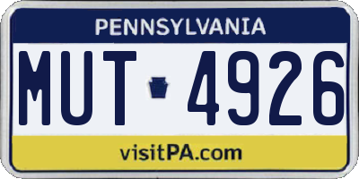 PA license plate MUT4926