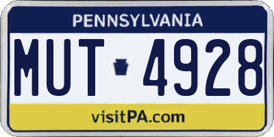 PA license plate MUT4928