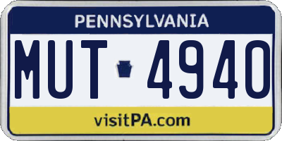 PA license plate MUT4940
