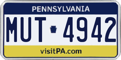 PA license plate MUT4942