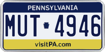 PA license plate MUT4946
