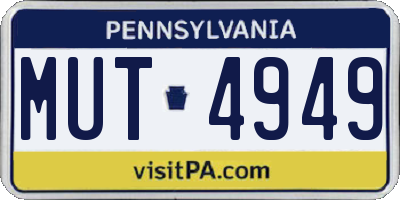 PA license plate MUT4949