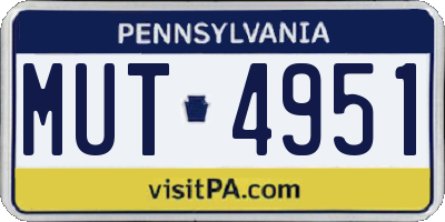 PA license plate MUT4951