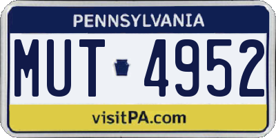 PA license plate MUT4952