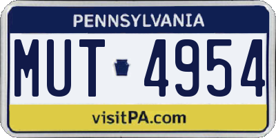 PA license plate MUT4954