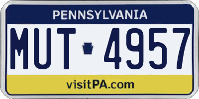 PA license plate MUT4957