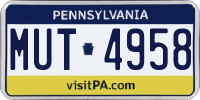 PA license plate MUT4958