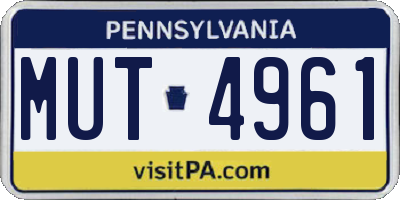 PA license plate MUT4961