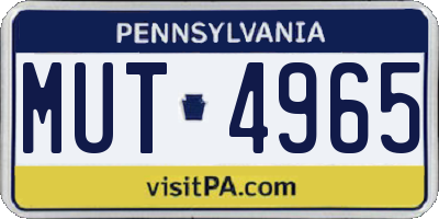 PA license plate MUT4965