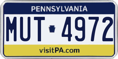 PA license plate MUT4972