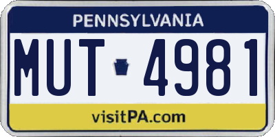 PA license plate MUT4981