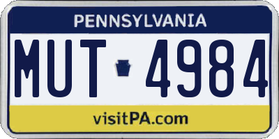 PA license plate MUT4984