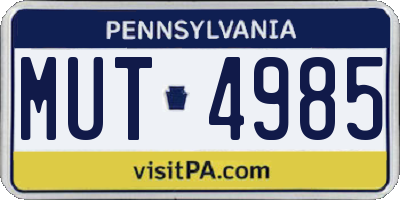 PA license plate MUT4985