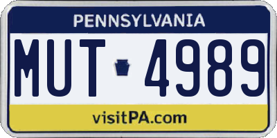 PA license plate MUT4989