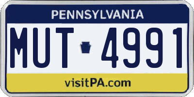 PA license plate MUT4991