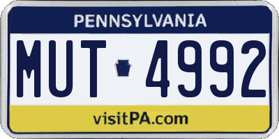 PA license plate MUT4992