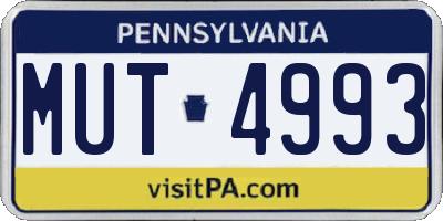 PA license plate MUT4993