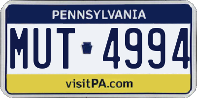 PA license plate MUT4994