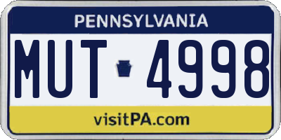 PA license plate MUT4998