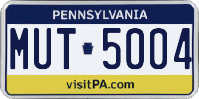 PA license plate MUT5004