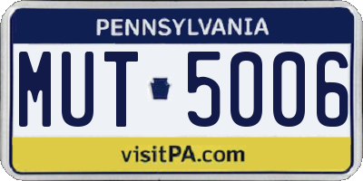 PA license plate MUT5006