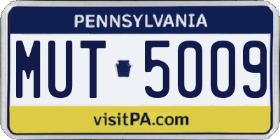 PA license plate MUT5009