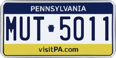 PA license plate MUT5011