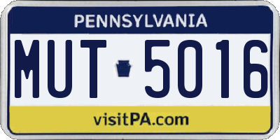PA license plate MUT5016