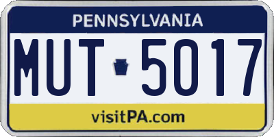 PA license plate MUT5017