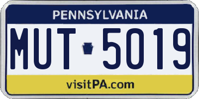 PA license plate MUT5019